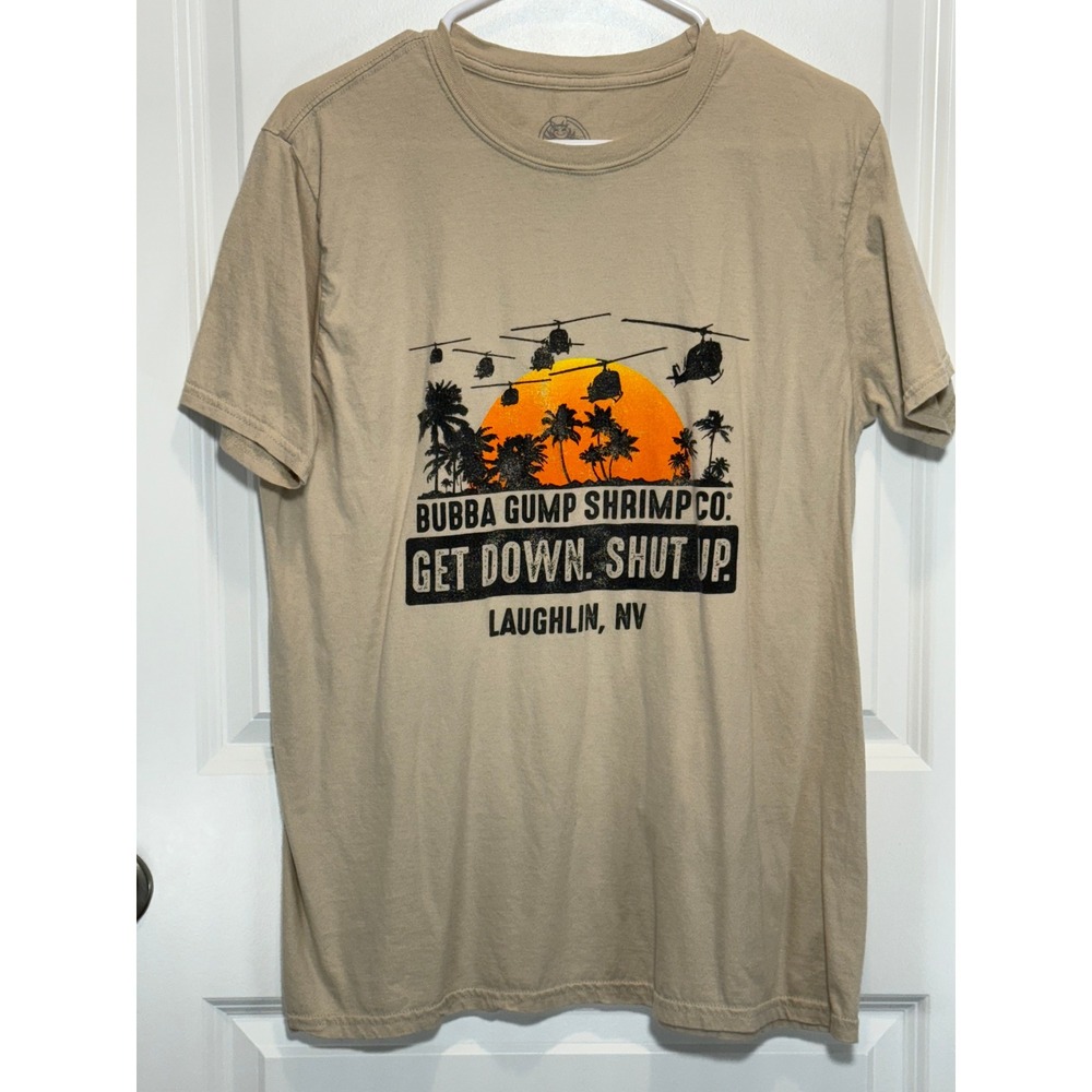Bubba Gump Shrimp Co‎ Get Down Shut Up Laughlin NV T Shirt Mens XL Tan